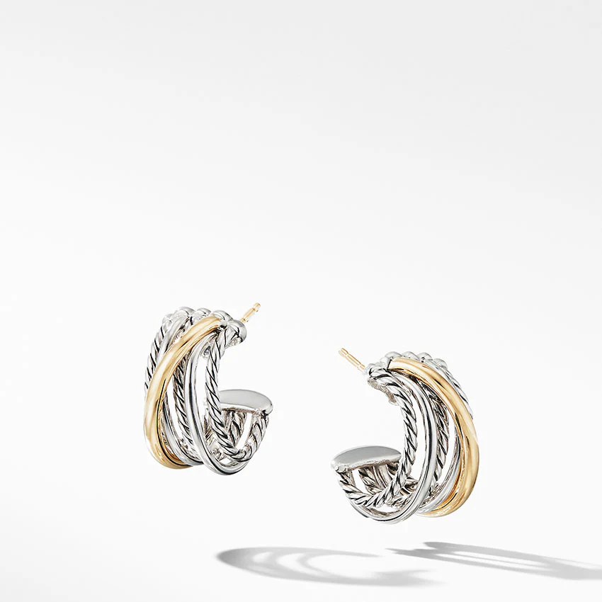 David Yurman The Crossover Collection® Huggie Hoop Earrings with 18ct Yellow Gold - Image 3