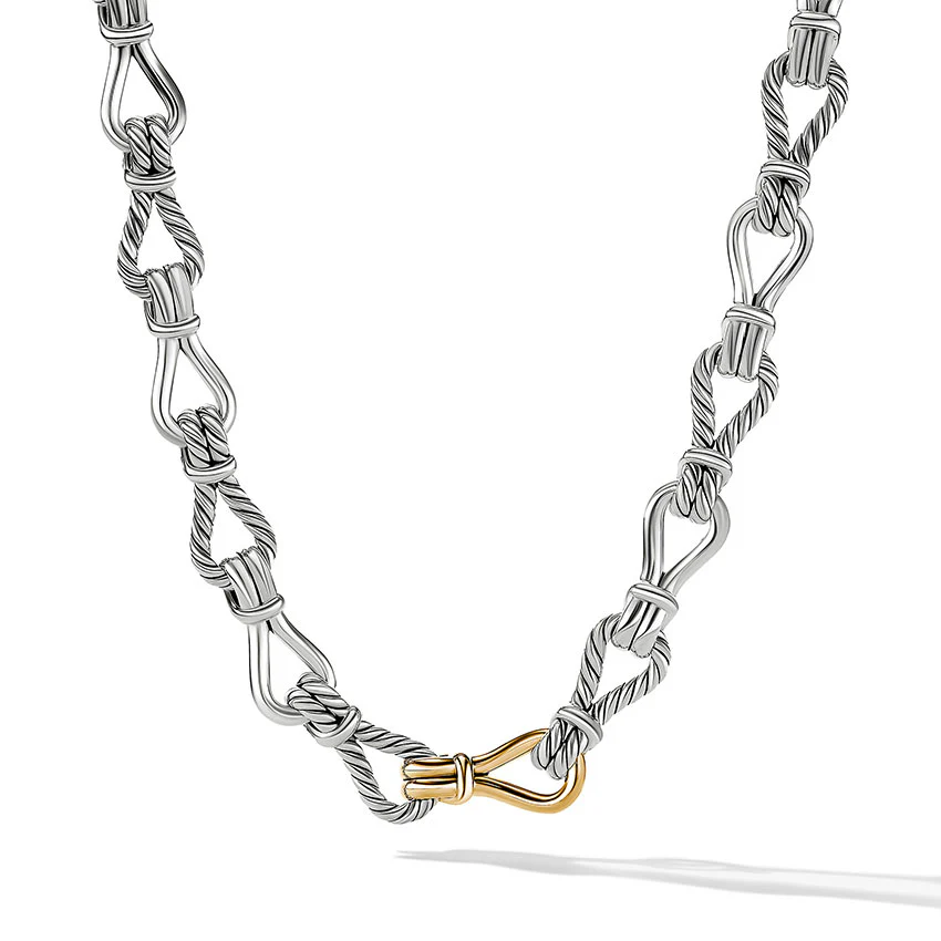 David Yurman Thoroughbred Loop Chain Link Necklace with 18ct Yellow Gold - Image 2