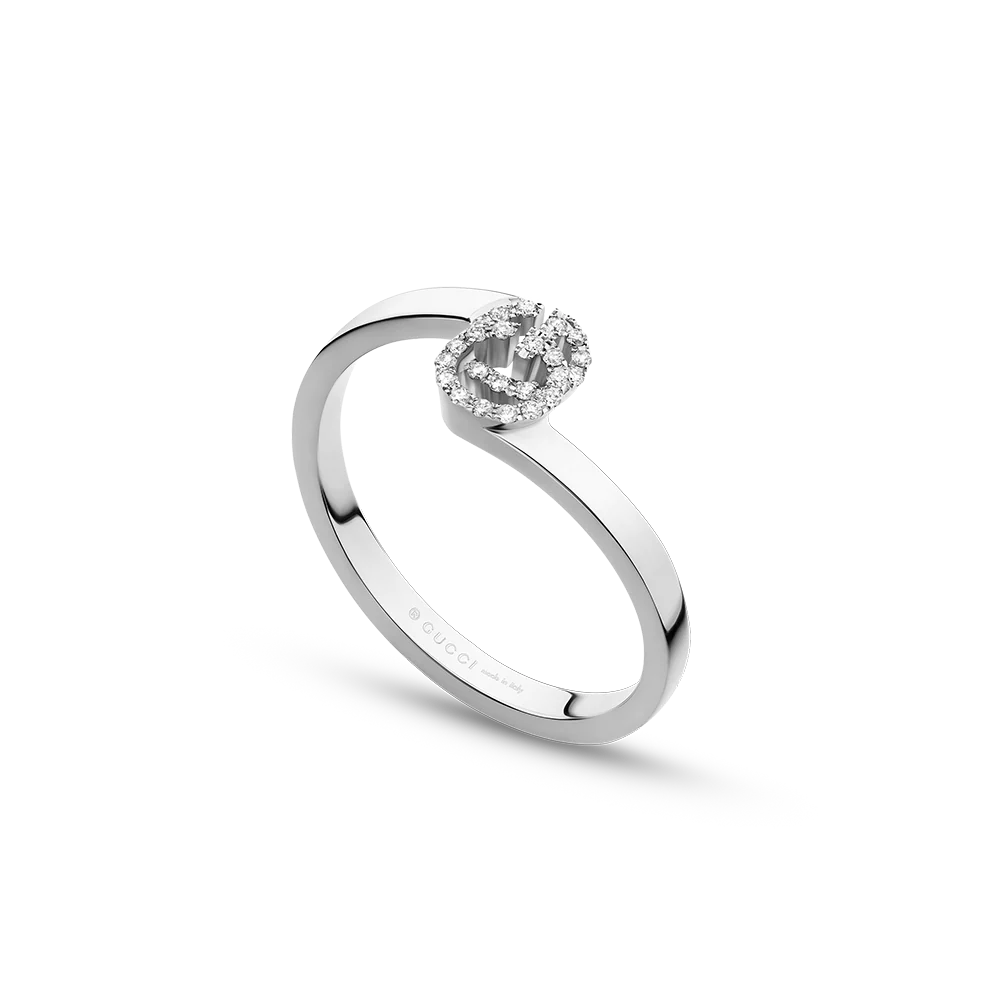 Gucci GG Running 18ct White Gold and Diamond Ring Size 10