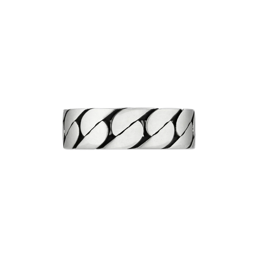 Gucci Wide Silver Ring with Interlocking Size 19 - Image 4