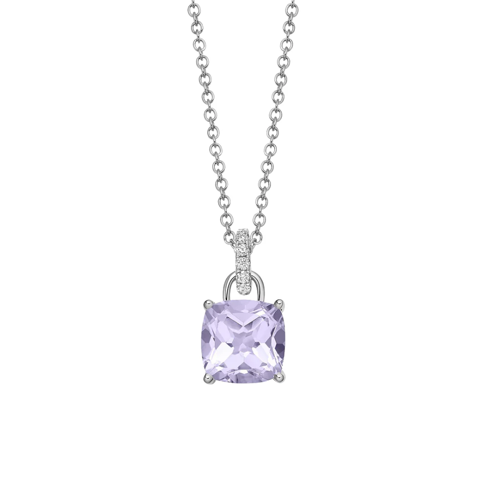 Kiki McDonough Cushion Lavender Amethyst and Diamond Loop Pendant