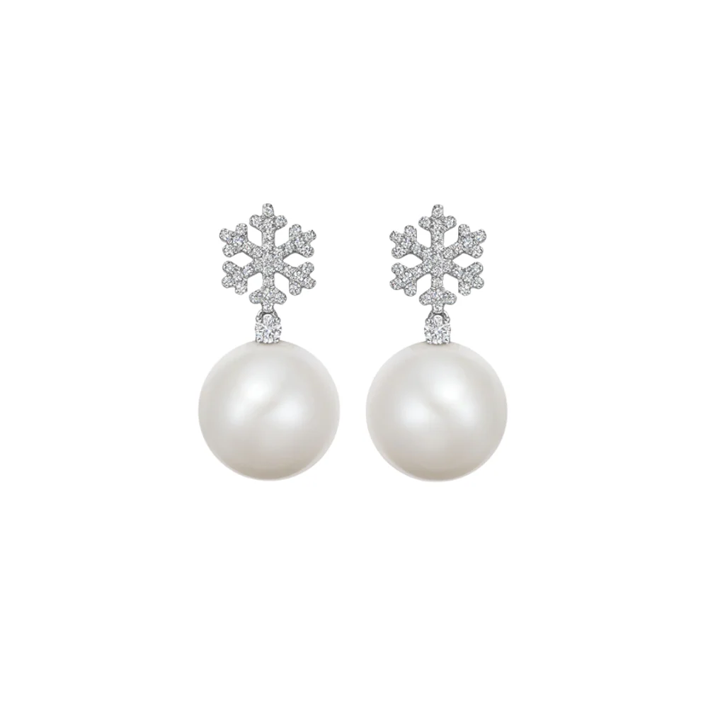 Kiki McDonough Pearl Round and Diamond Snowflake Earrings
