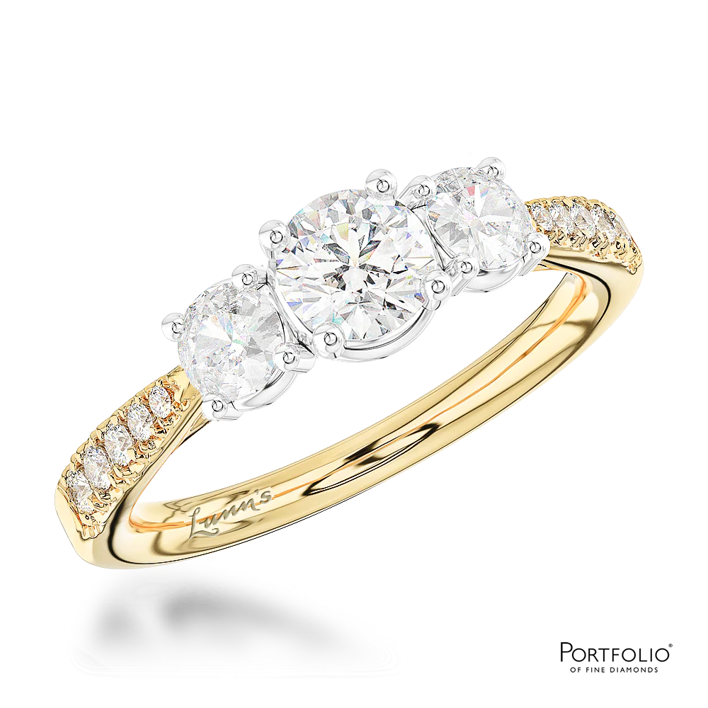 Petite Skye Classic Three Stone 0.20ct E SI Diamond Yellow Gold/Platinum Ring