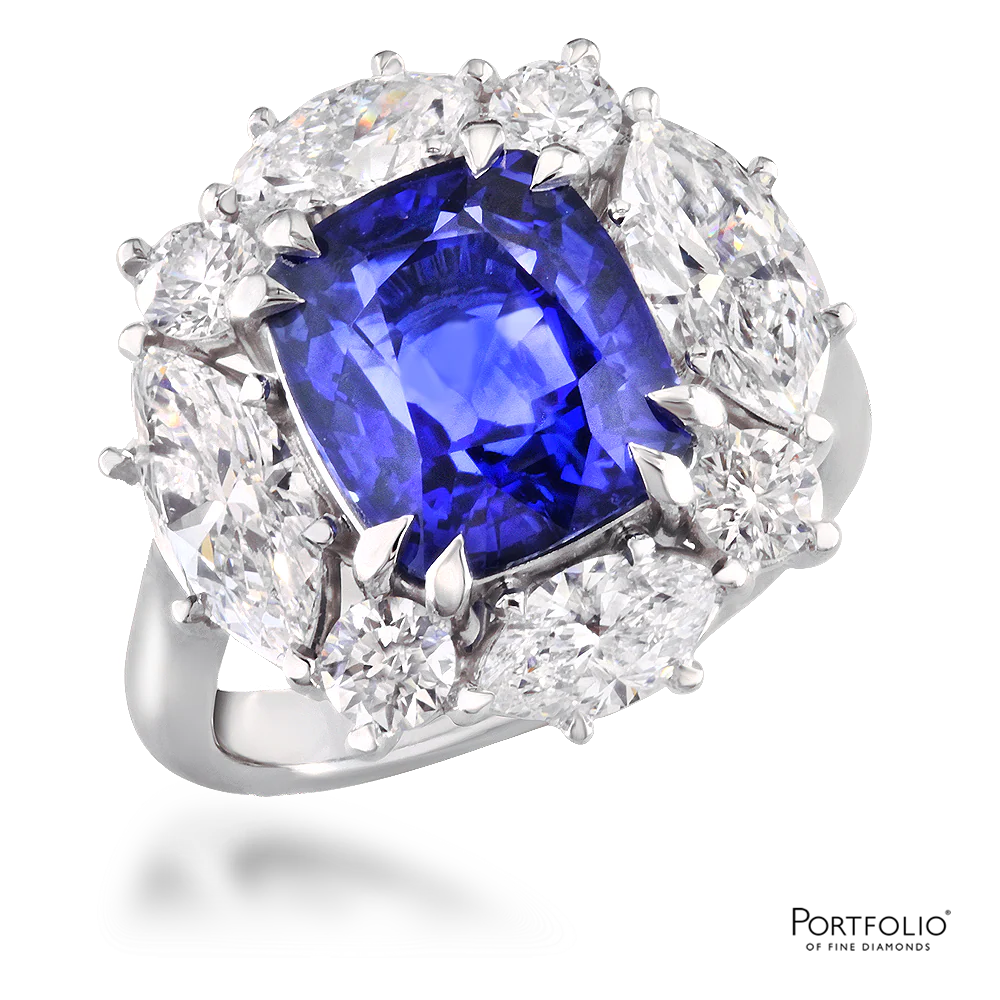 Portfolio Platinum Sapphire and Diamond Ring (Certificated)
