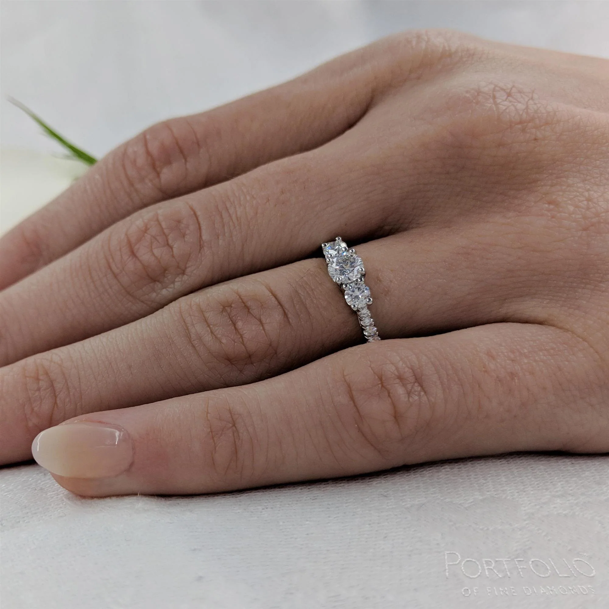 Skye Classic Three Stone 0.30ct D SI1 Diamond Platinum Ring - Image 2