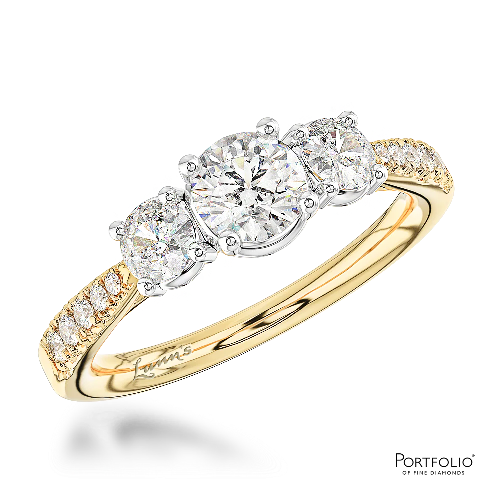Skye Classic Three Stone 0.30ct G VS2 Diamond Yellow Gold/Platinum Ring