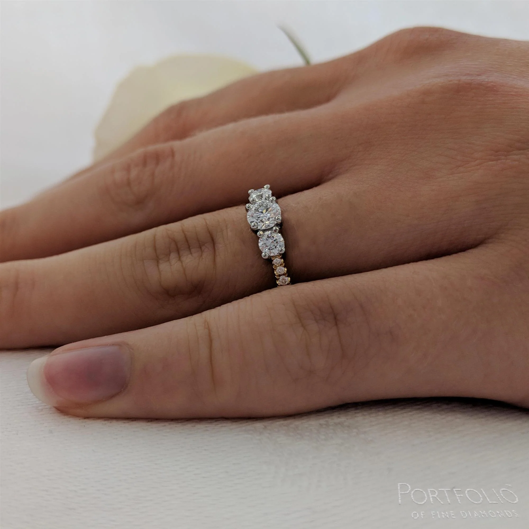 Skye Classic Three Stone 0.30ct G VS2 Diamond Yellow Gold/Platinum Ring - Image 2