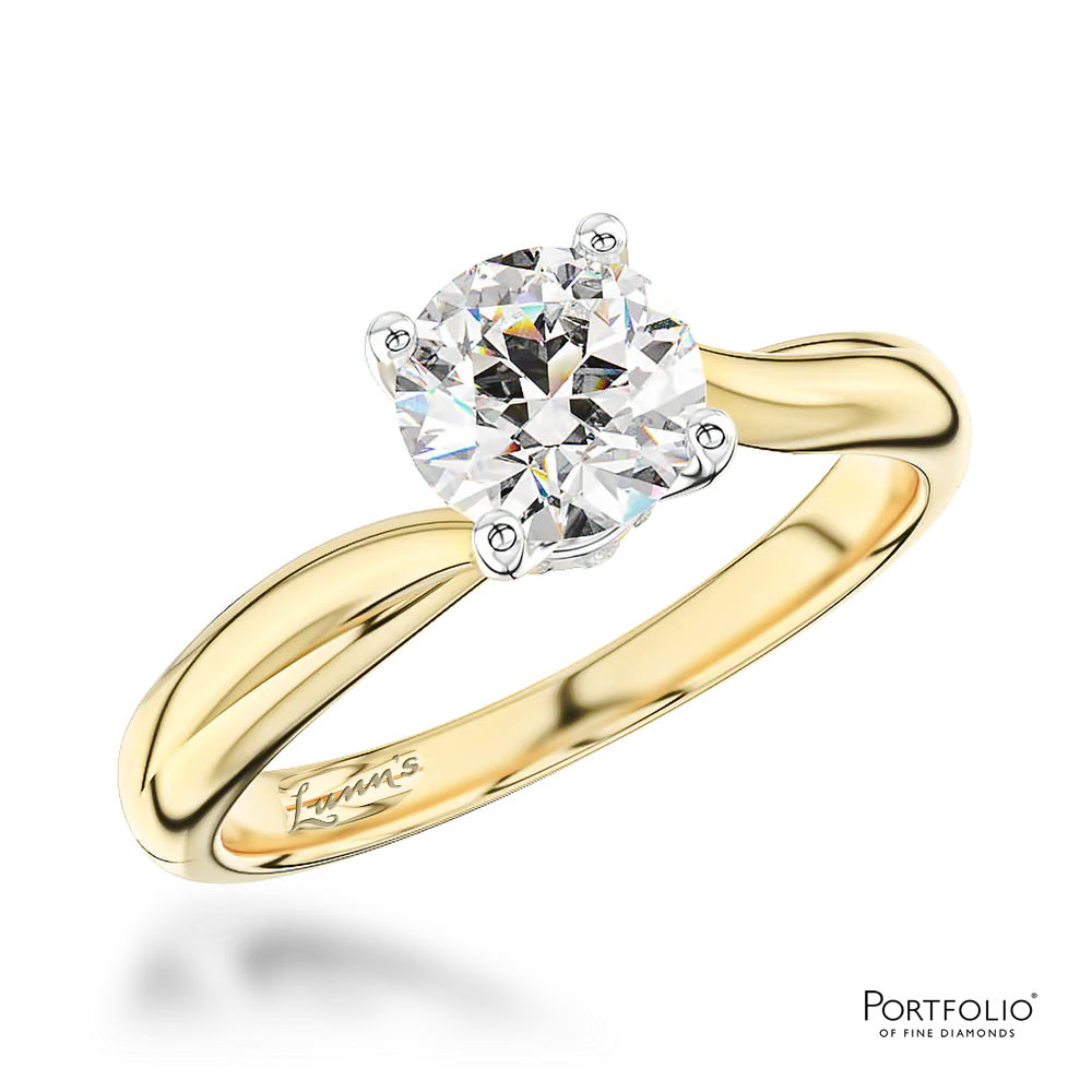 Solitaire 0.70ct F VS2 Diamond Yellow Gold/Platinum Ring