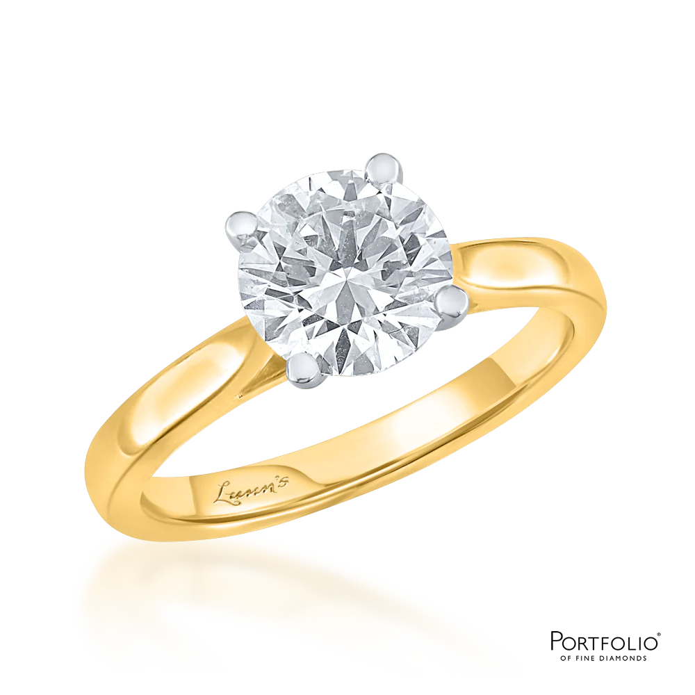 Solitaire1.64ct H I1 Diamond Yellow Gold Ring