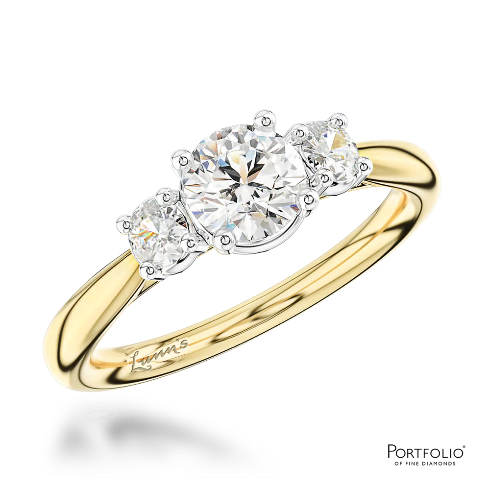 Three Stone 0.40ct F SI1 Diamond Yellow Gold/Platinum Ring