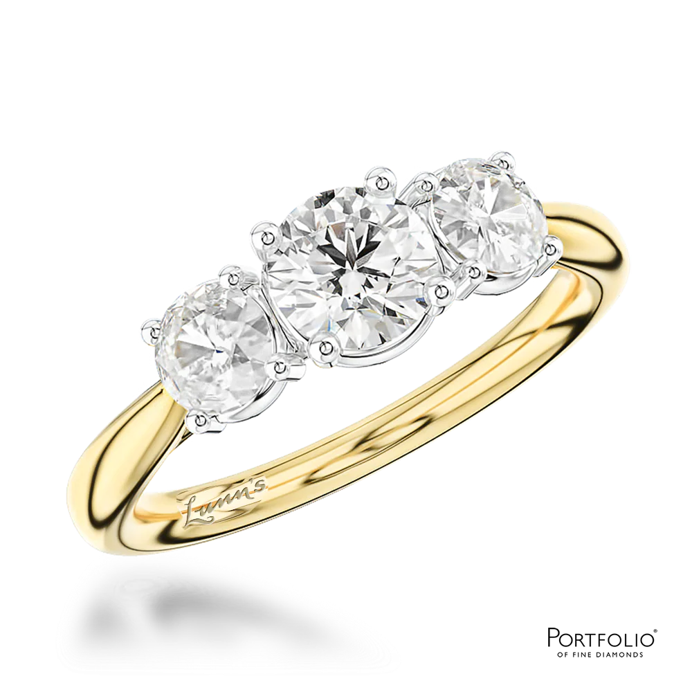 Three Stone 0.50ct F SI1 Diamond Yellow Gold/Platinum Ring