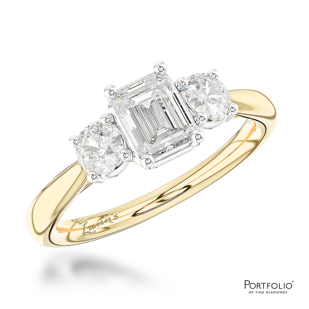 Three Stone 0.50ct F VS2 Diamond Yellow Gold/Platinum Ring