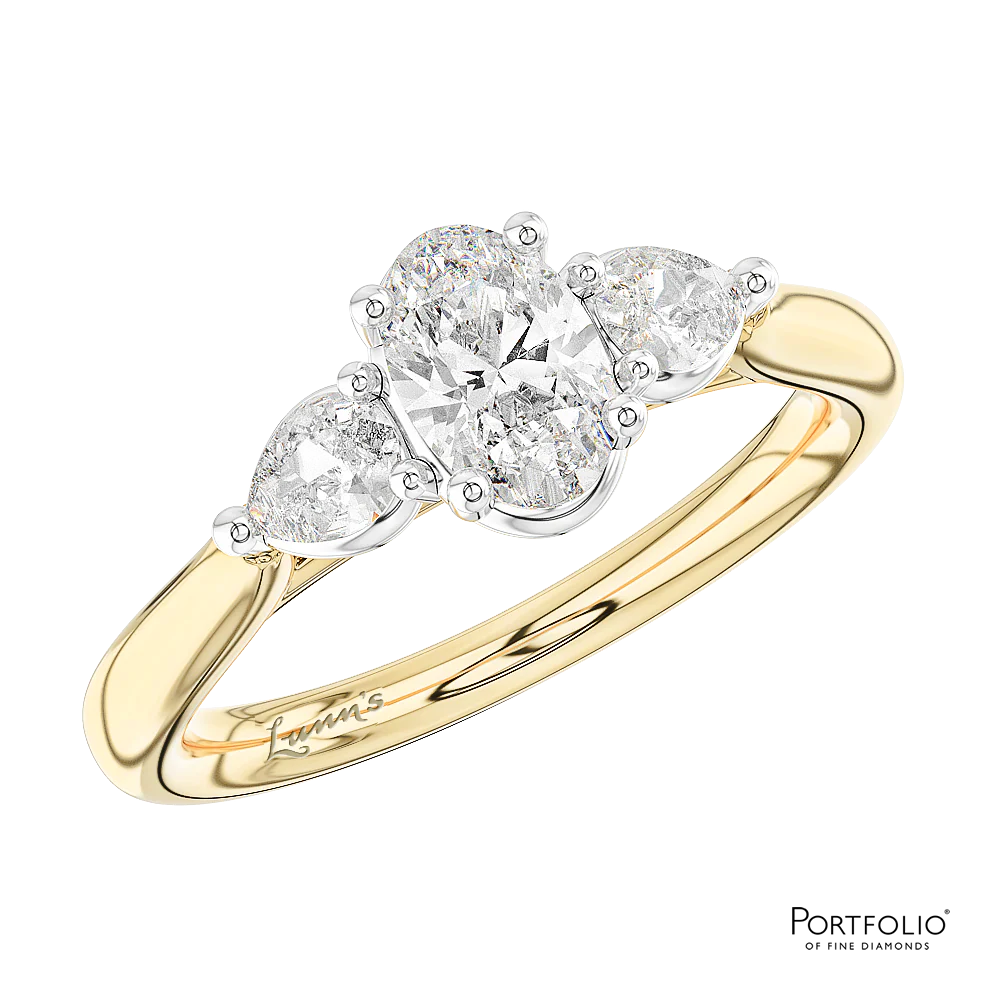 Three Stone 0.51ct F SI1 Diamond Yellow Gold/Platinum Ring