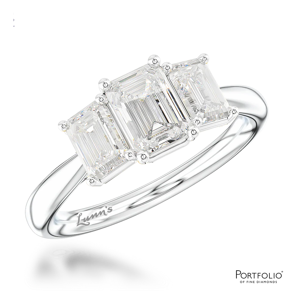 Three Stone 0.70ct F VS2 Diamond Platinum Ring