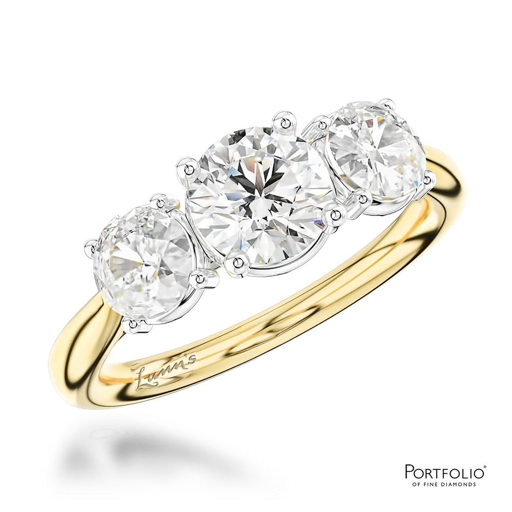 Three Stone 0.72ct G SI1 Diamond Yellow Gold/Platinum Ring