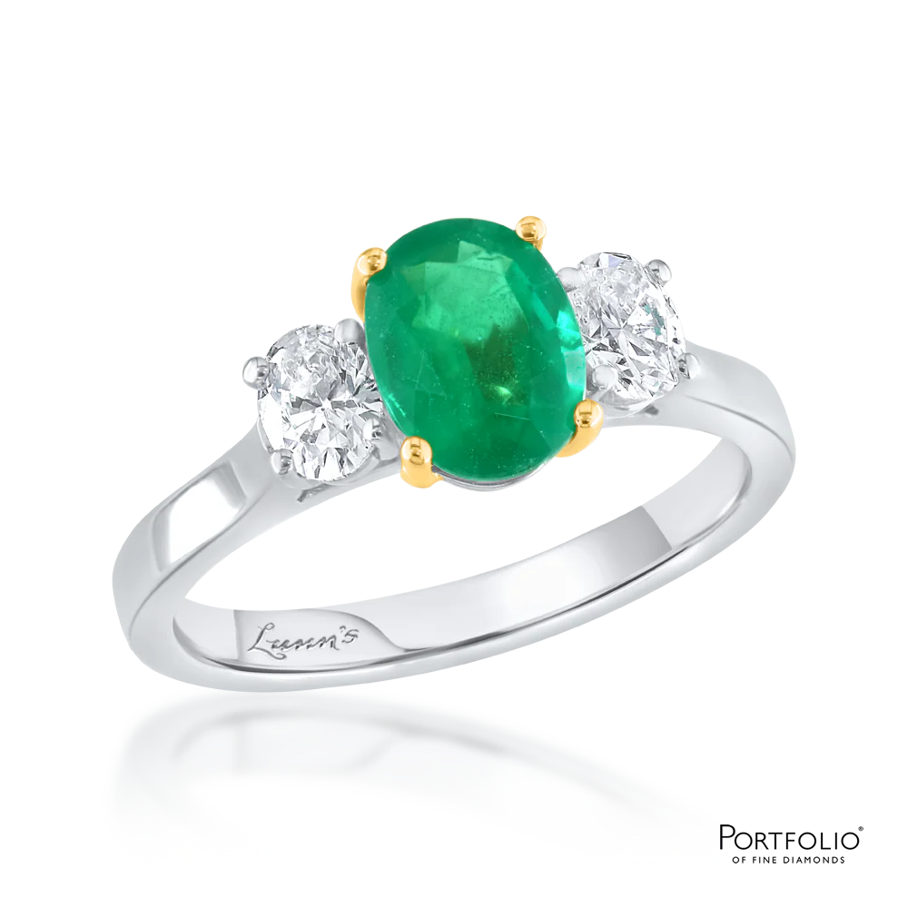Three Stone 1.21ct Emerald Platinum Ring