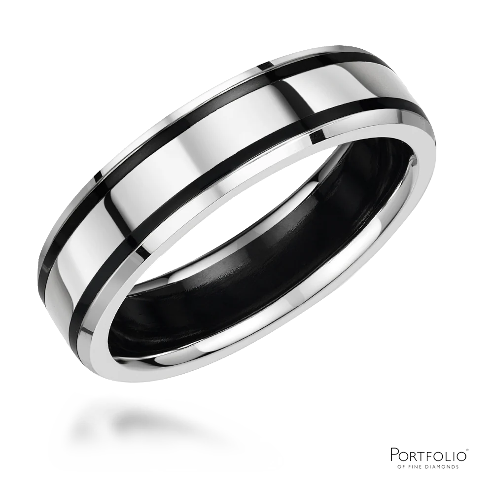 Zirconium And Platinum 6mm Wedding Ring