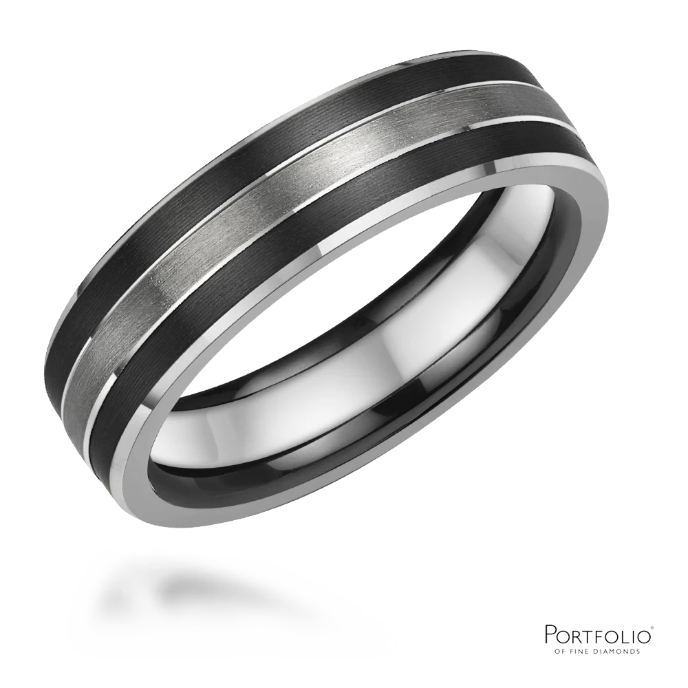 Zirconium And Silver 6mm Wedding Ring